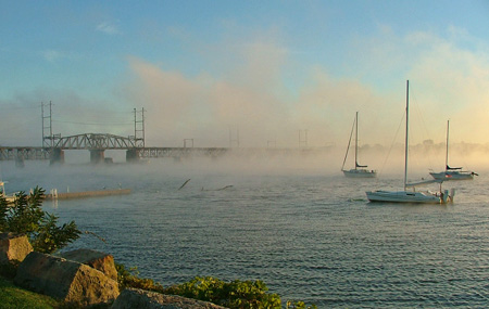 Fog off the Susquehanna River in Havre de Grace, MD